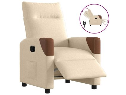 vidaXL Elektrické polohovací křeslo krémové textil