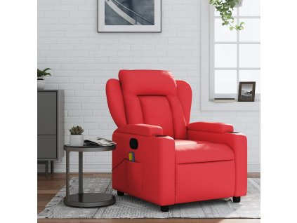 vidaXL Masážní polohovací křeslo červené umělá kůže