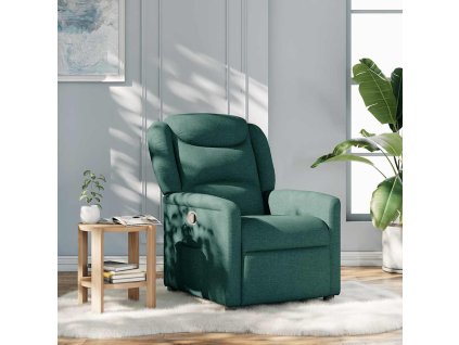 vidaXL Polohovací křeslo tmavě zelené textil