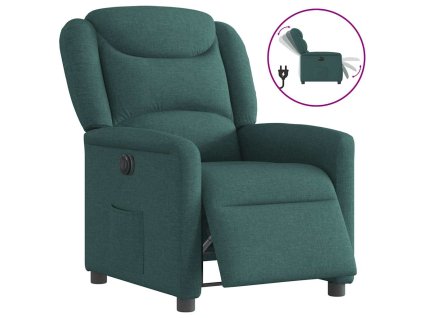 vidaXL Elektrické polohovací křeslo tmavě zelené textil