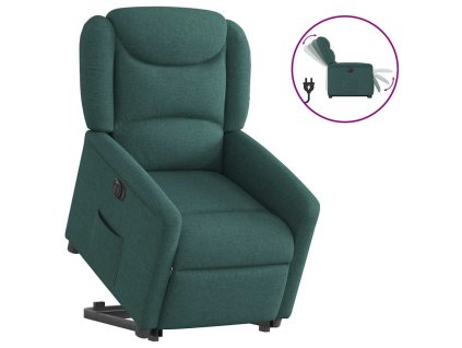 vidaXL Elektrické zvedací polohovací křeslo tmavě zelené textil