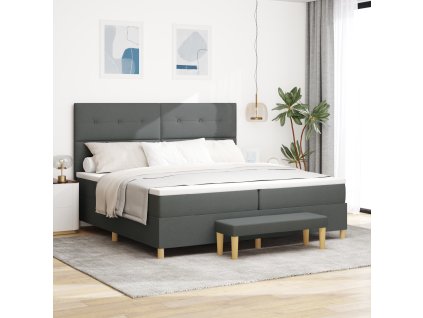 vidaXL Postel s boxspringem s matrací Tmavě šedá 200 x 200 cm textil