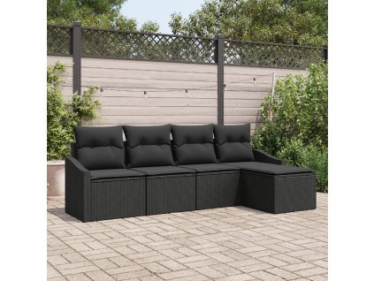 vidaXL Set pohovek s polštářem 5 pcs Černá polyratan