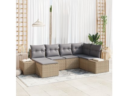 vidaXL Sada zahradních pohovek 6 pcs Beige a šedá polyratan