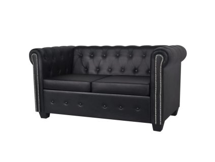 vidaXL Chesterfield 2místná sedačka umělá kůže černá