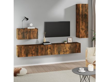 vidaXL 4dílný set TV skříněk kouřový dub kompozitní dřevo