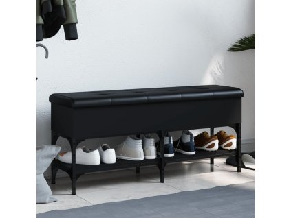 vidaXL Lavice s botníkem černá 102 x 32 x 45 cm kompozitní dřevo