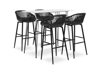 vidaXL 5dílný barový set bíločerný