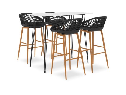 vidaXL 5dílný barový set bíločerný