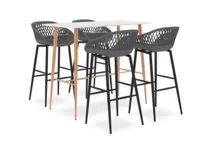 vidaXL 5dílný barový set bílo-šedý