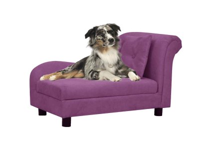 vidaXL Pohovka pro psy s polštářem vínová 83 x 44 x 44 cm plyš