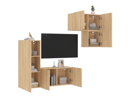 vidaXL 4dílná obývací stěna dub sonoma kompozitní dřevo