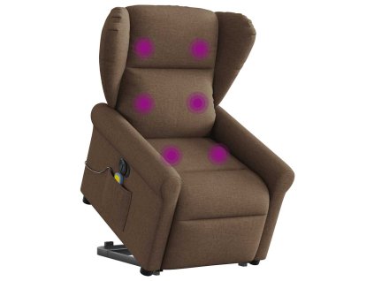 vidaXL Elektrické zvedací masážní polohovací křeslo hnědé textil