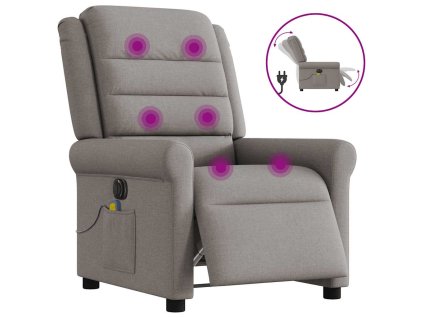 vidaXL Elektrické masážní polohovací křeslo taupe textil