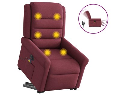 vidaXL Elektrické zvedací masážní polohovací křeslo vínové textil