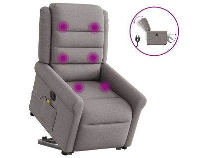 vidaXL Elektrické zvedací masážní polohovací křeslo taupe textil