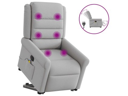 vidaXL Elektrické zvedací masážní polohovací křeslo obláčkově šedé