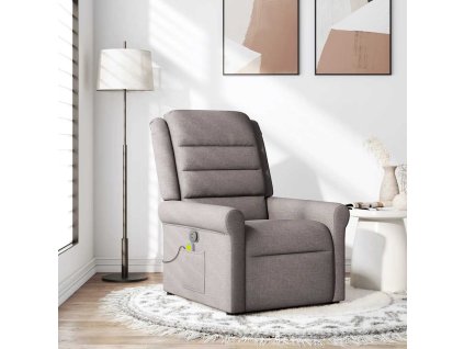 vidaXL Masážní polohovací křeslo taupe textil