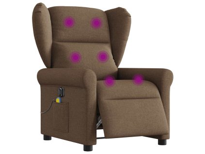 vidaXL Elektrické masážní polohovací křeslo hnědé textil