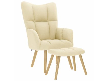 vidaXL Relaxační křeslo s podnožkou krémové textil