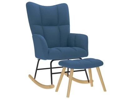 vidaXL Houpací křeslo s podnožkou modré textil
