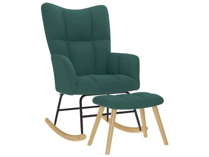 vidaXL Houpací křeslo s podnožkou tmavě zelené textil