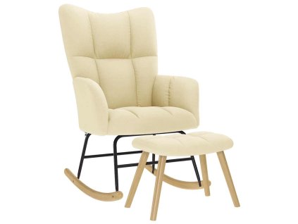 vidaXL Houpací křeslo s podnožkou krémové textil