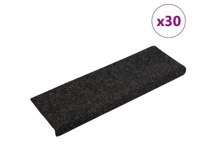 vidaXL Schodové rohože samolepicí 30 ks 65 x 21 x 4 cm černé s obdélníkovým okrajem