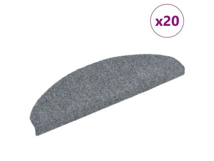 vidaXL Schodové rohože samolepicí 20 ks 65 x 21 x 4 cm světle šedé, půlkulaté, velké