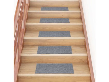vidaXL Schodové rohože samolepicí 30 ks 60 x 25 cm světle šedé obdélníkové