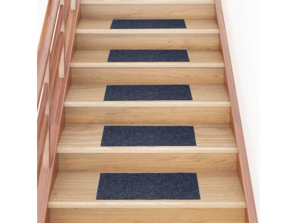 vidaXL Schodové rohože samolepicí 30 ks 60 x 25 cm šedomodré obdélníkové