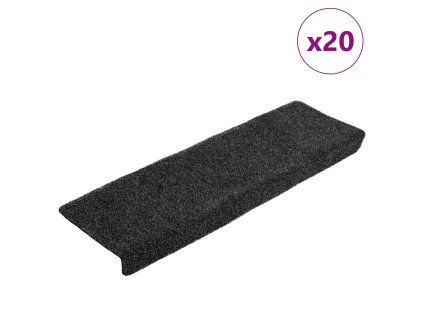 vidaXL Schodové rohože samolepicí 20 ks 65 x 21 x 4 cm šedé s obdélníkovým okrajem