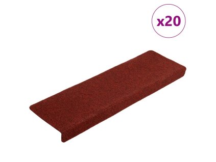 vidaXL Schodové rohože samolepicí 20 ks 65 x 21 x 4 cm bordó červená s obdélníkovým okrajem