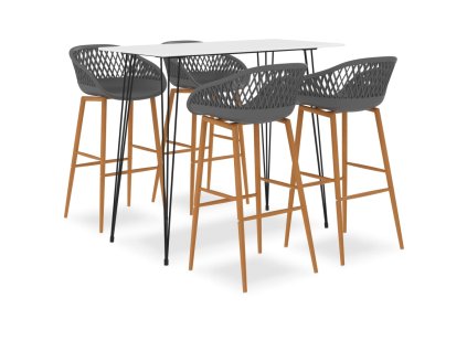 vidaXL 5dílný barový set bílo-šedý