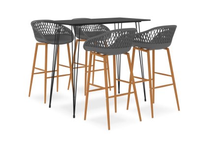 vidaXL 5dílný barový set černo-šedý