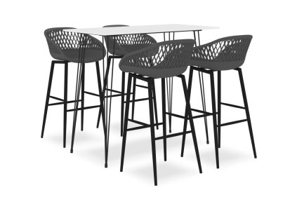 vidaXL 5dílný barový set bílo-šedý