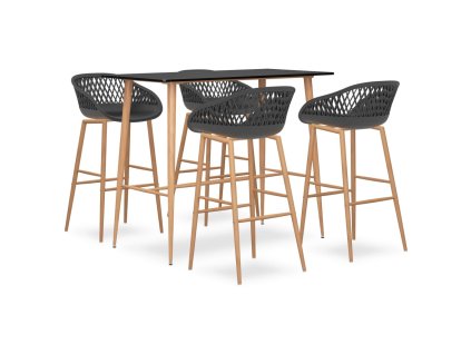 vidaXL 5dílný barový set černo-šedý