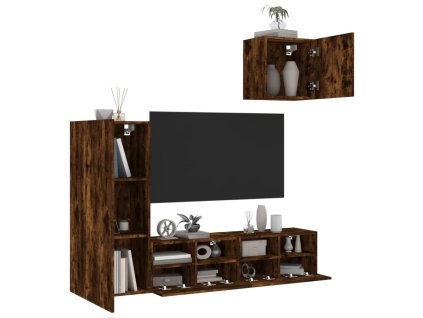 vidaXL 4dílná obývací stěna kouřový dub kompozitní dřevo