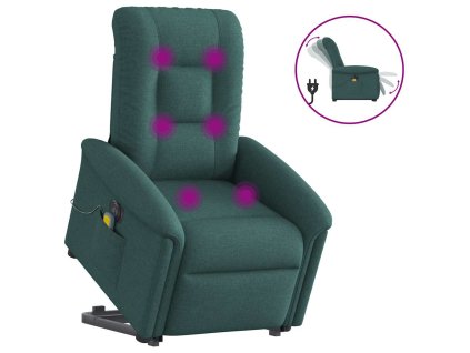 vidaXL Elektrické zvedací masážní polohovací křeslo zelené textil