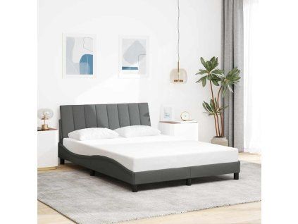 vidaXL Rám postele bez matrace Hanko tmavě šedá 140 x 200 cm textil