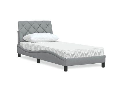 vidaXL Postel s matrací světle šedá 90 x 190 cm textil