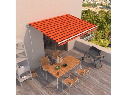 vidaXL Automatická zatahovací markýza 450 x 350 cm oranžovo-hnědá