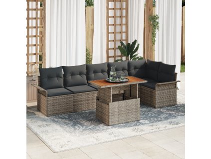 vidaXL Sada zahradních pohovek s polštářem 7 pcs Šedá