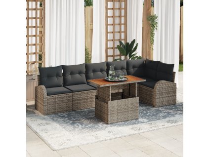 vidaXL Sada zahradních pohovek s polštářem 7 pcs Šedá