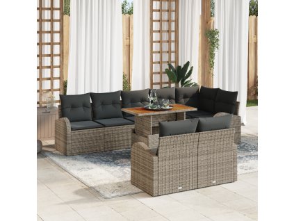 vidaXL Sada zahradních pohovek s polštářem 9 pcs Šedá