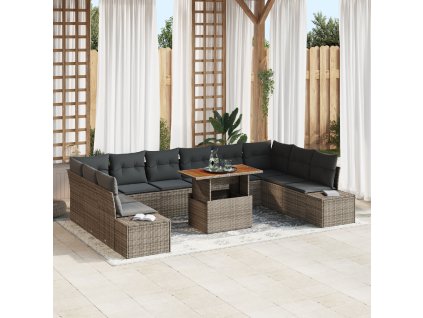 vidaXL Sada zahradních pohovek s polštářem 11 pcs Šedá a hnědá