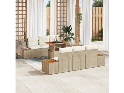 vidaXL Zahradní jídelní souprava s polštářem 7 pcs Béžová a krémová