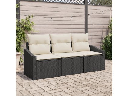 vidaXL Sada zahradních pohovek 3 pcs Černá a bílá polyratan