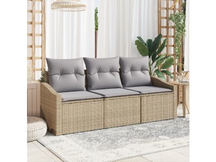 vidaXL Sada zahradních pohovek 3 pcs Béžová a Světle šedá polyratan