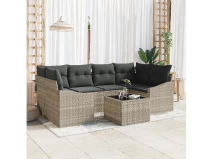 vidaXL Set pohovek 7 pcs Světlá šedá a tmavá šedá polyratan